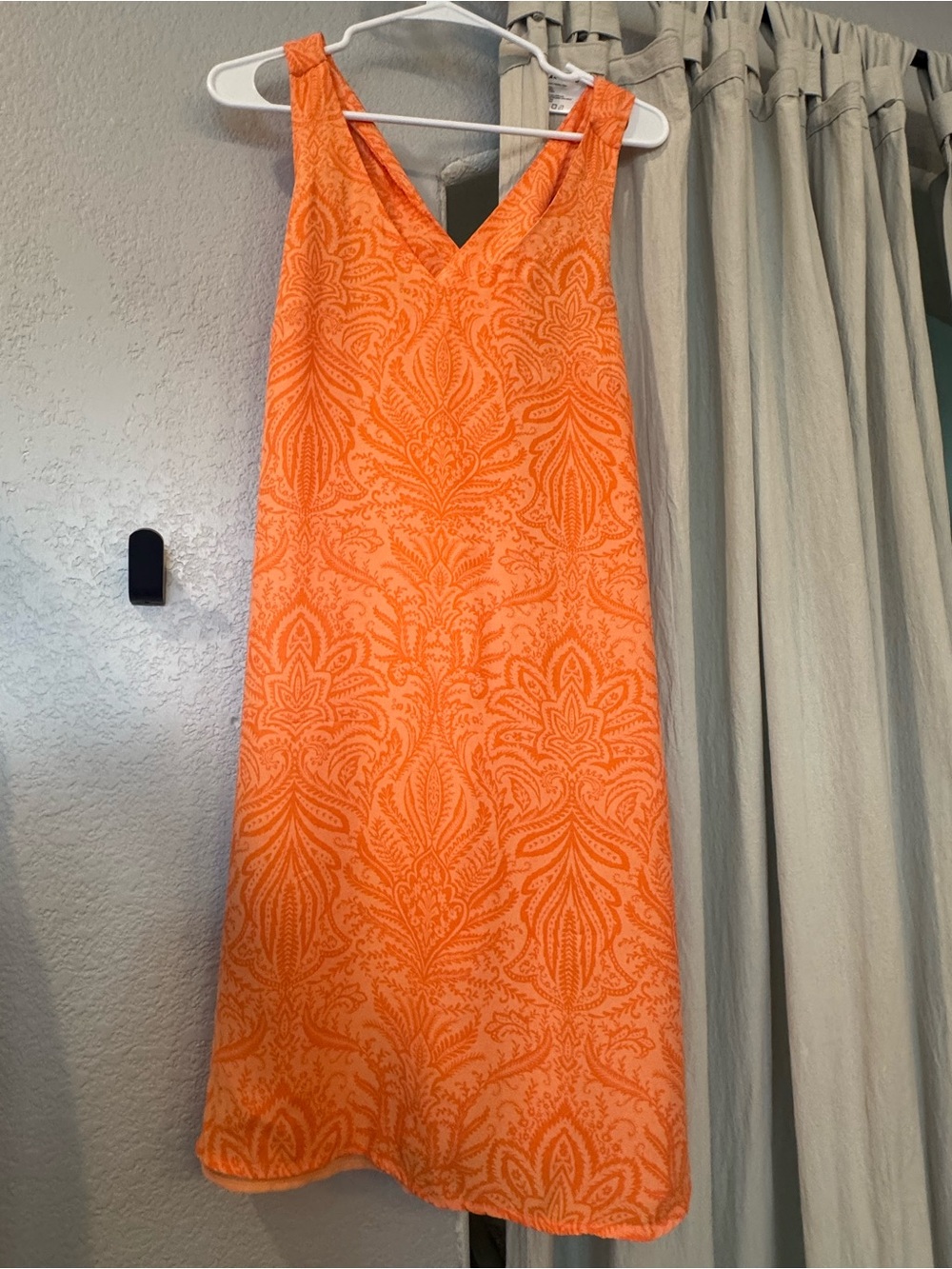LOFT Orange Paisley V-Neck Mini Dress